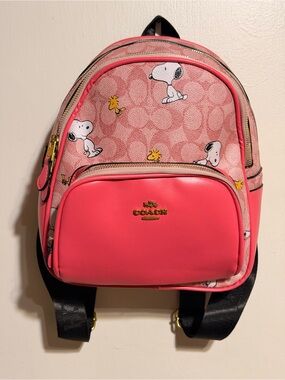Coach Pink Snoopy & Woodstock Mini Backpack